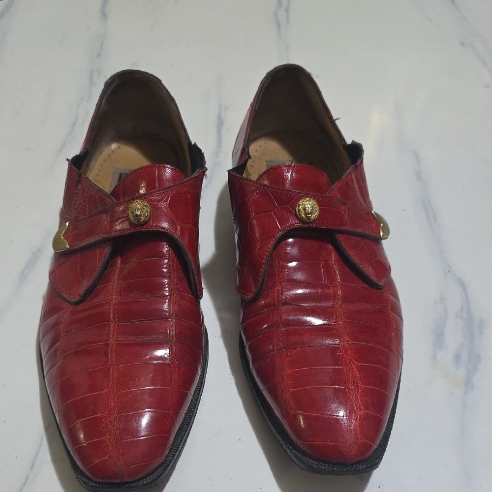 Mens David Eden Red Alligator Shoes Size 13
